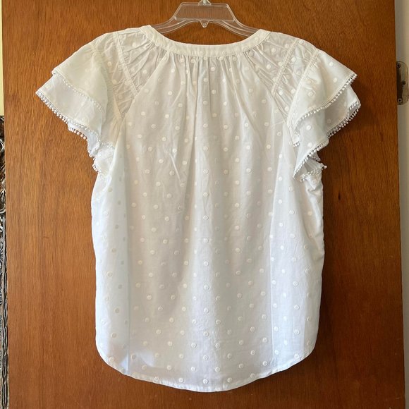 Ann Taylor Swiss Dot Flutter Sleeve Top size S - Picture 3 of 6